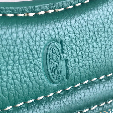 GOYA 26S BELUGA MINI BAG 23CM IN DEEP TEAL GREEN GOYARDINE CANVAS AND CALFSKIN