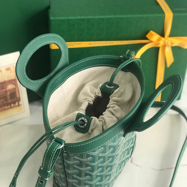 GOYA 26S BELUGA MINI BAG 23MM IN DEEP TEAL GREEN GOYARDINE CANVAS AND CALFSKIN