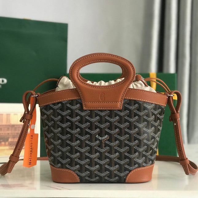 GOYA 26S BELUGA MINI BAG 23CM IN BROWN GOYARDINE CANVAS AND CALFSKIN