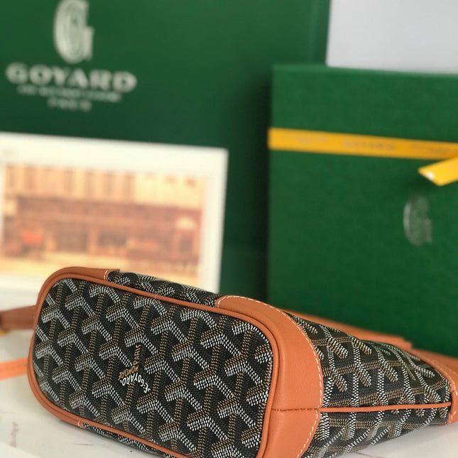 GOYA 26S BELUGA MINI BAG 23MM IN BROWN GOYARDINE CANVAS AND CALFSKIN