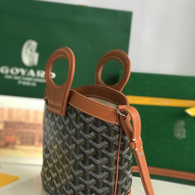 GOYA 26S BELUGA MINI BAG 23MM IN BROWN GOYARDINE CANVAS AND CALFSKIN