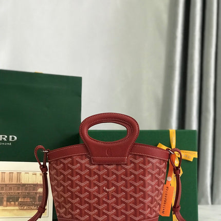 GOYA 26S BELUGA MINI BAG 23MM IN DARK RED GOYARDINE CANVAS AND CALFSKIN
