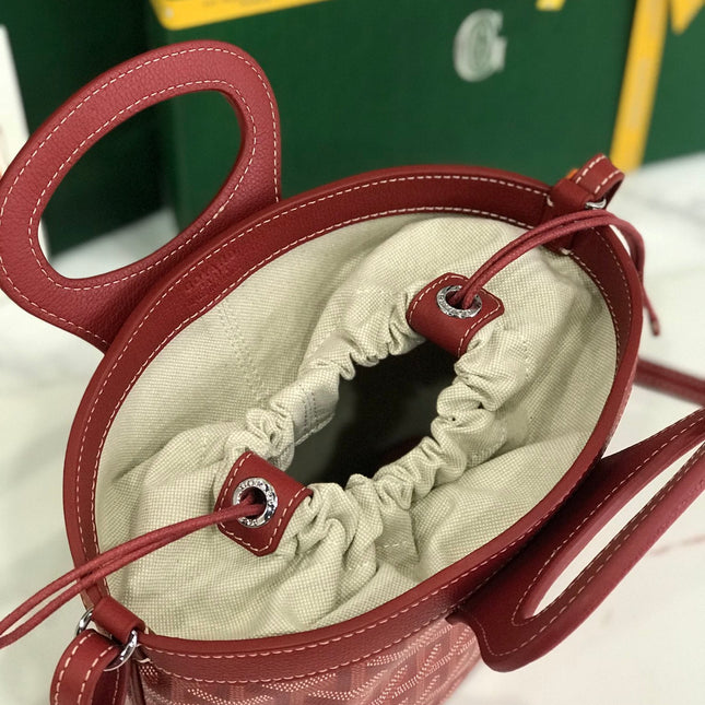 GOYA 26S BELUGA MINI BAG 23MM IN DARK RED GOYARDINE CANVAS AND CALFSKIN