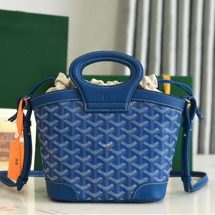 GOYA 26S BELUGA MINI BAG 23MM IN BLUE GOYARDINE CANVAS AND CALFSKIN