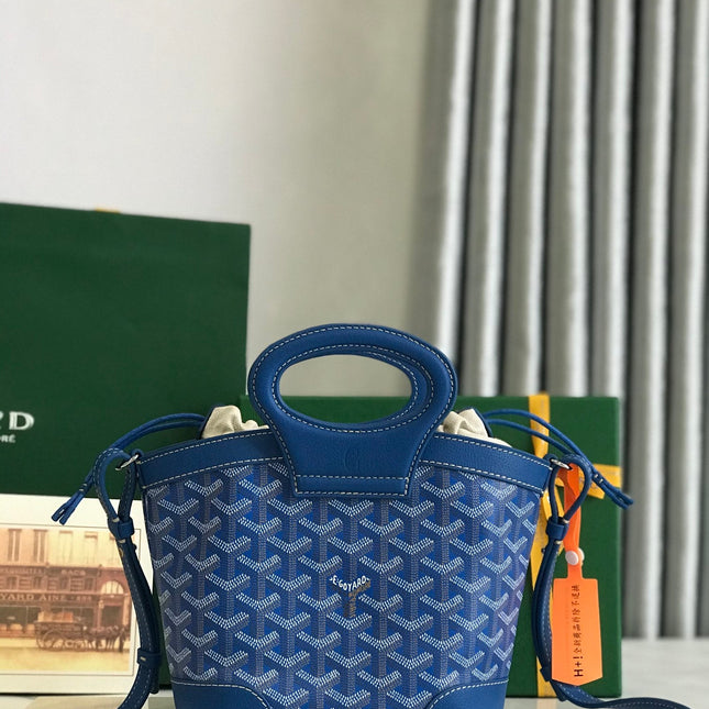 GOYA 26S BELUGA MINI BAG 23MM IN BLUE GOYARDINE CANVAS AND CALFSKIN