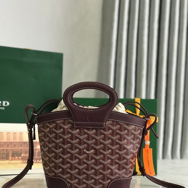 GOYA 26S BELUGA MINI BAG 23MM IN BURGUNDY BROWN GOYARDINE CANVAS AND CALFSKIN