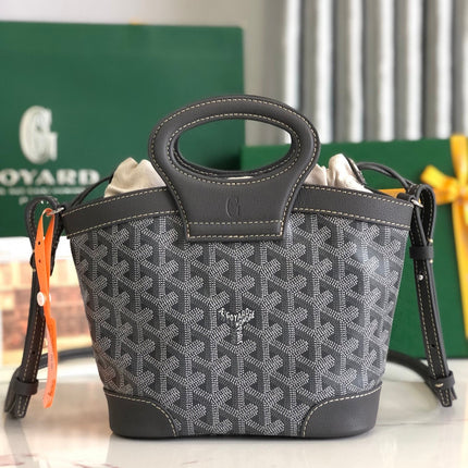 GOYA 26S BELUGA MINI BAG 23CM IN GREY GOYARDINE CANVAS AND CALFSKIN