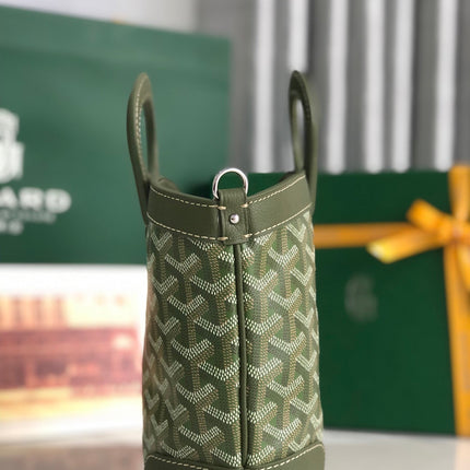 GOYA 26S BELUGA MINI BAG 23MM IN DARK OLIVE GREEN GOYARDINE CANVAS AND CALFSKIN