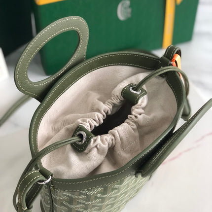 GOYA 26S BELUGA MINI BAG 23MM IN DARK OLIVE GREEN GOYARDINE CANVAS AND CALFSKIN