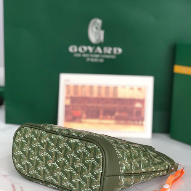 GOYA 26S BELUGA MINI BAG 23MM IN DARK OLIVE GREEN GOYARDINE CANVAS AND CALFSKIN
