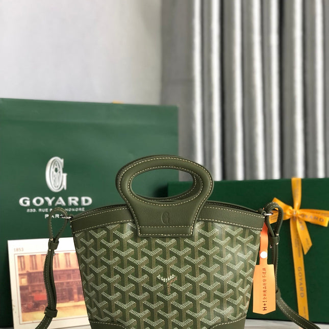 GOYA 26S BELUGA MINI BAG 23MM IN DARK OLIVE GREEN GOYARDINE CANVAS AND CALFSKIN
