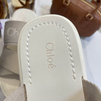 WOODY WEDGE SANDALS IN DOVE GREY CANVAS WITH WHITE RUBBER SOLE