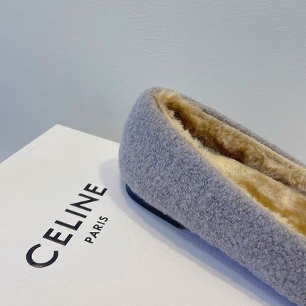 CELINE 26S FLAT SHOES IN LAVENDER GREY WOOL