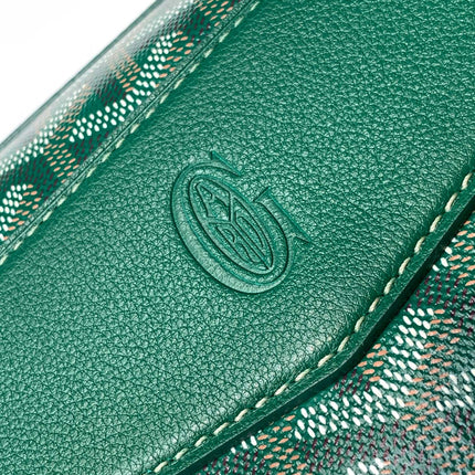 CISALPIN DOCUMENT CASE 39 IN GREEN GOYARDINE CANVAS AND CALFSKIN