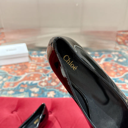CHLOE 26S BALLET FLATS IN BLACK PATENT CALFSKIN