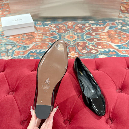 CHLOE 26S BALLET FLATS IN BLACK PATENT CALFSKIN