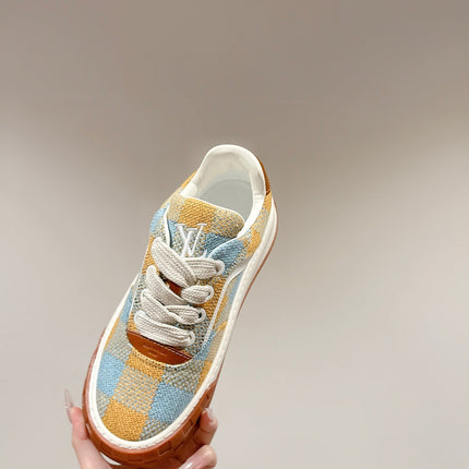 LV 26S PLAID SNEAKERS IN YELLOW MIX SKY BLUE FABRIC