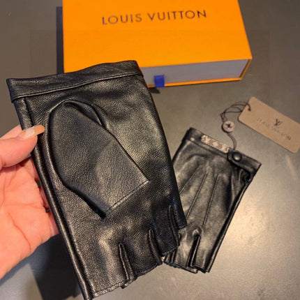 FINGERLESS GLOVES IN BLACK LAMBSKIN 453646