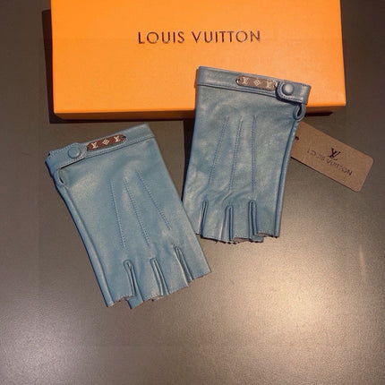 FINGERLESS GLOVES IN BLUE GREEN LAMBSKIN 453647