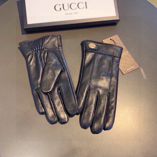 GLOVES IN BLACK CALFSKIN AND FLEECE LINING 465014