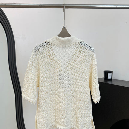 CHANEL 26S CROCHET KNIT POLO TOP 1431