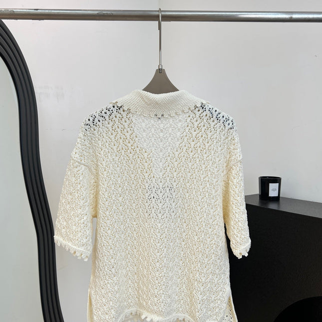 CHANEL 26S CROCHET KNIT POLO TOP 1431