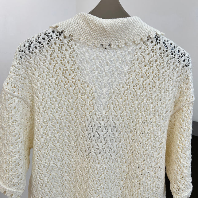 CHANEL 26S CROCHET KNIT POLO TOP 1431