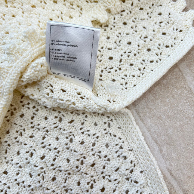 CHANEL 26S CROCHET KNIT POLO TOP 1431
