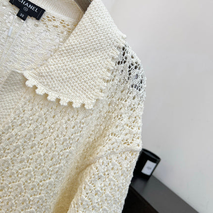 CHANEL 26S CROCHET KNIT POLO TOP 1431