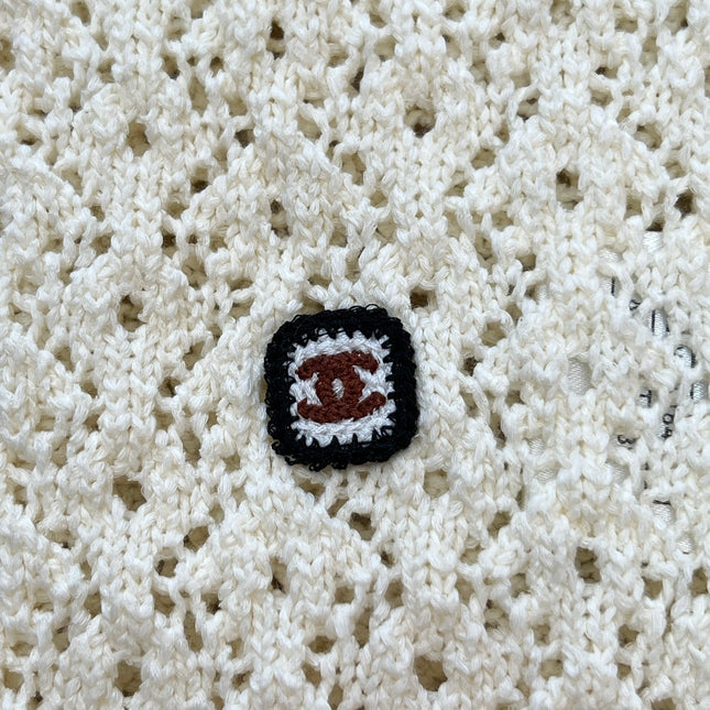 CHANEL 26S CROCHET KNIT POLO TOP 1431