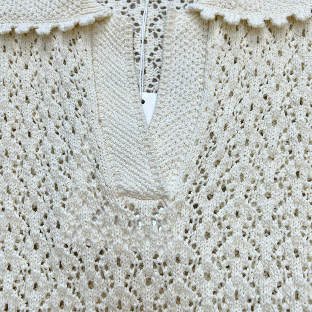 CHANEL 26S CROCHET KNIT POLO TOP 1431