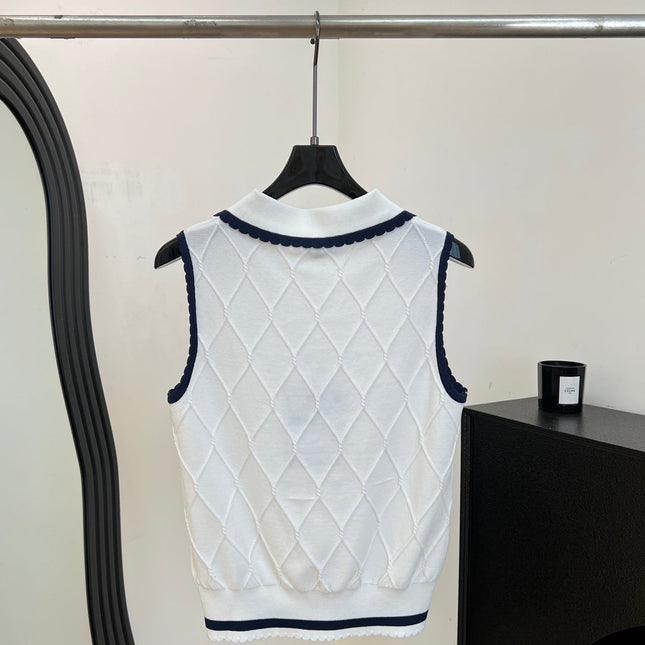 CHANEL 26S SLEEVELESS KNIT POLO TOP 1430