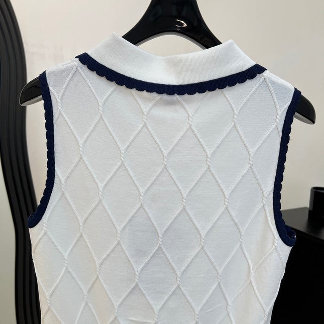 CHANEL 26S SLEEVELESS KNIT POLO TOP 1430