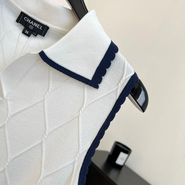 CHANEL 26S SLEEVELESS KNIT POLO TOP 1430