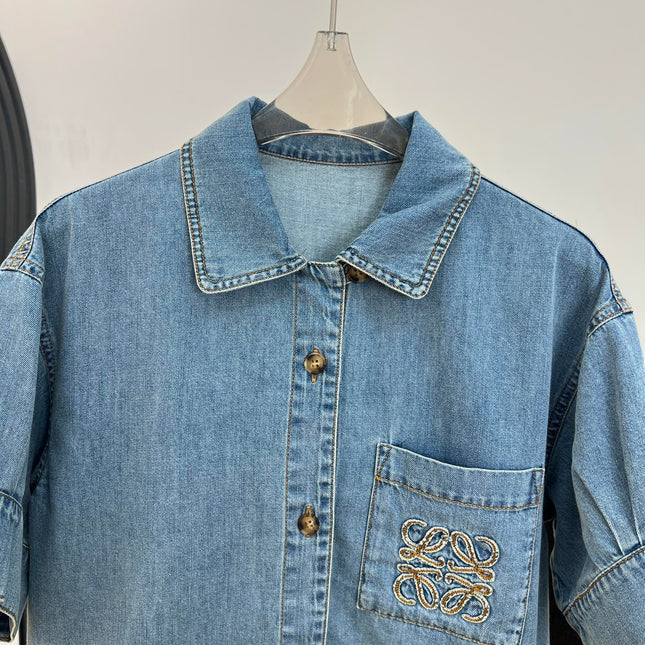 LOEWE 26S SHORT-SLEEVE DENIM SHIRT 562