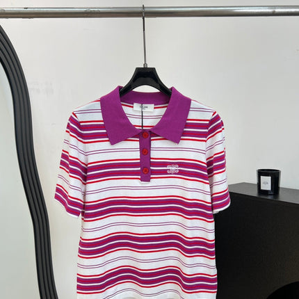 CELINE 26S STRIPED SHORT-SLEEVE POLO SHIRT 398