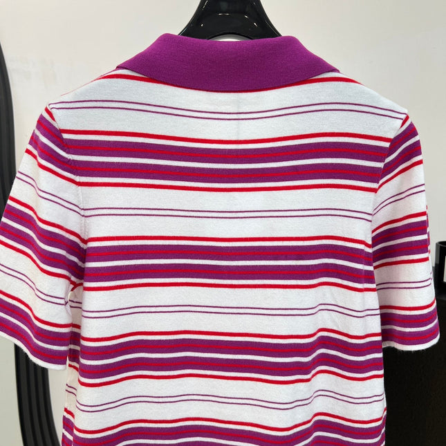CELINE 26S STRIPED SHORT-SLEEVE POLO SHIRT 398