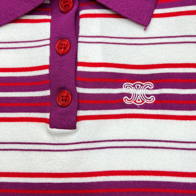 CELINE 26S STRIPED SHORT-SLEEVE POLO SHIRT 398