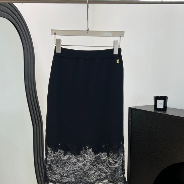 CHANEL 26S LACE HEM MIDI SKIRT 1312