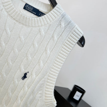 RALPH LAUREN 26S CREW-NECK CABLE-KNIT VEST 743