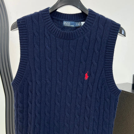 RALPH LAUREN 26S CREW-NECK CABLE-KNIT VEST 742