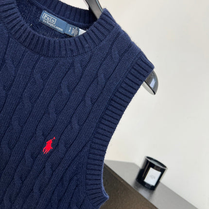RALPH LAUREN 26S CREW-NECK CABLE-KNIT VEST 742