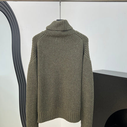 RALPH LAUREN 26S BUTTON-NECK CHUNKY KNIT SWEATER 607