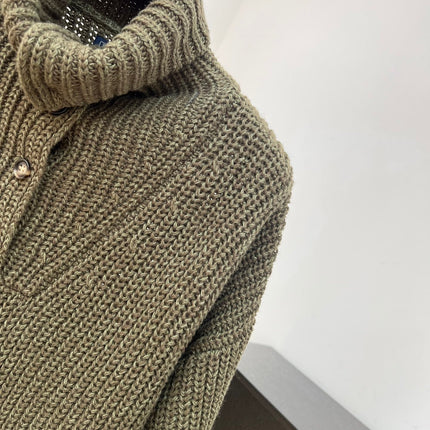 RALPH LAUREN 26S BUTTON-NECK CHUNKY KNIT SWEATER 607