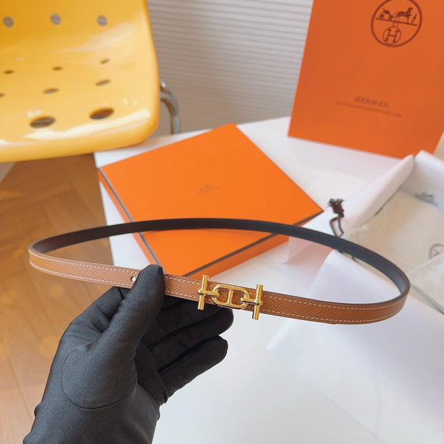 HM REVERSIBLE ANCRE KIT 13MM BELT IN BROWN CALFSKIN GOLD-TONE HARDWARE