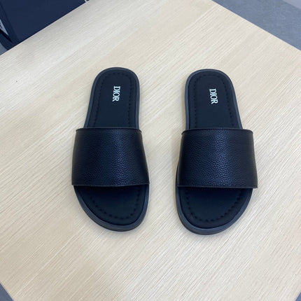 CD SLIDE ALIDAS SLIPPER BLACK GRAINED CALFSKIN
