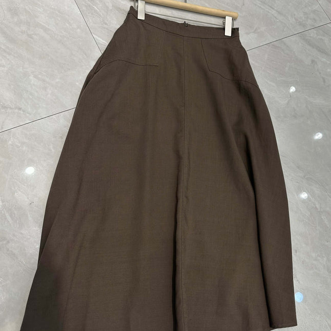 RALPH LAUREN 26S LINEN MIDI SKIRT 488
