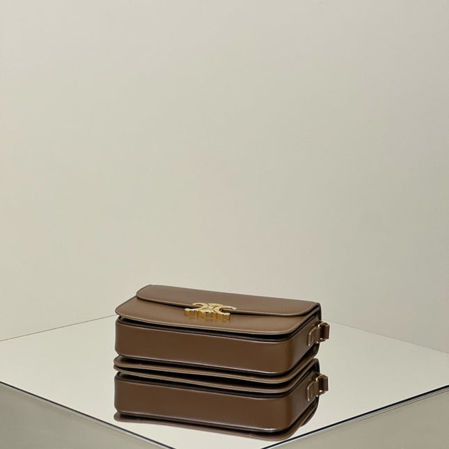 MINI CLAUDE 22 SHINY CALFSKIN CHOCOLATE BROWN
