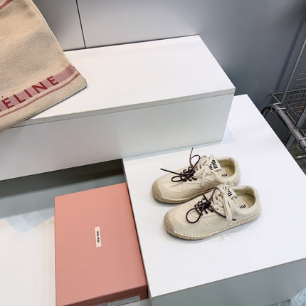 MIUMIU 26S LACE UP ESPADRILLE SNEAKERS IN CREAM WHITE SUEDE ROPE SOLE
