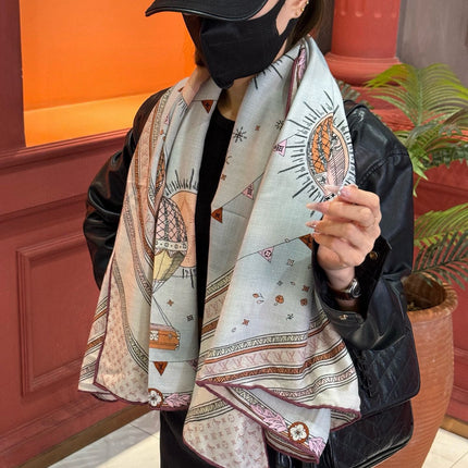 LV SCARF 140 CM IN SILK-CASHMERE BLEND 737276